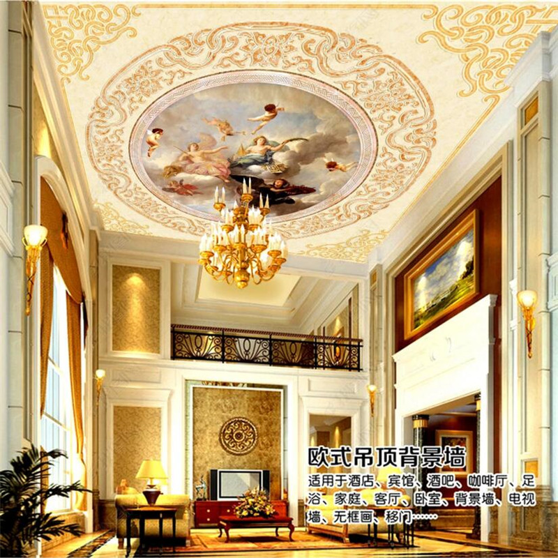 Home Improvement Angela - Niestandardowe europejskie anioły sufitowy Mural tapety